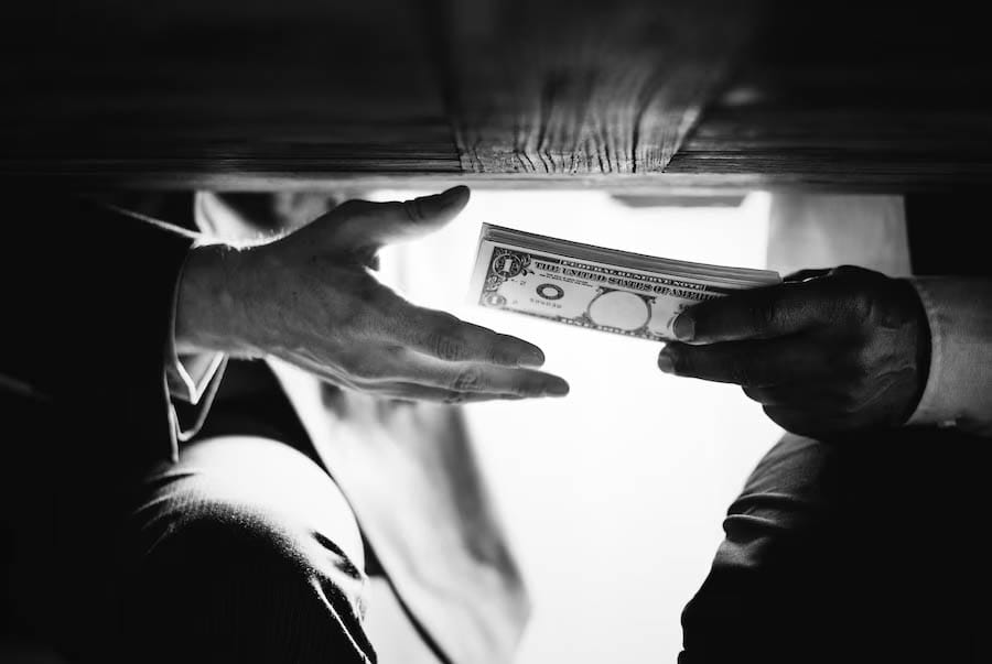 Giving money under the table.