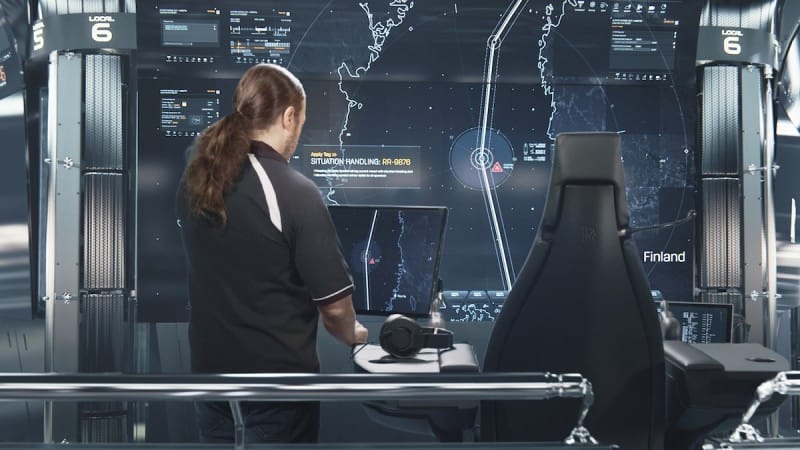 A Simulation: Shore-based control center for unmanned vessels.