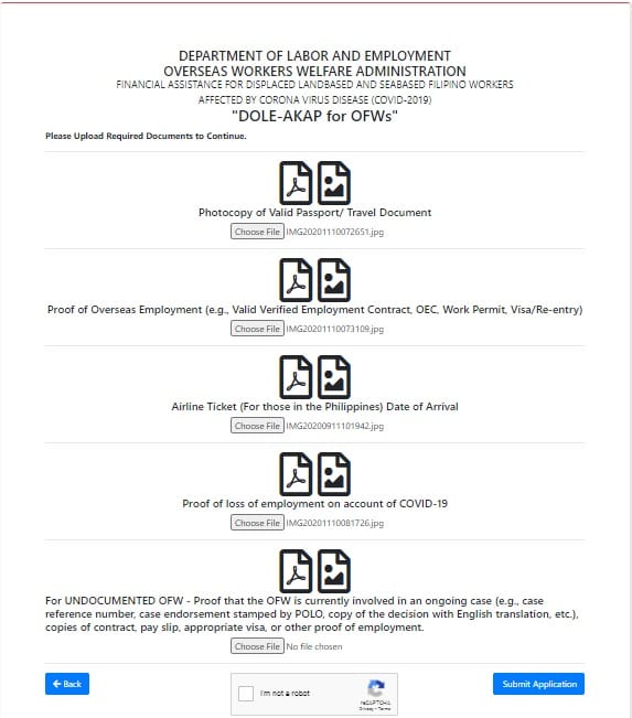Documents for validation of your claim for DOLE AKAP Php10,000.00 special assistance