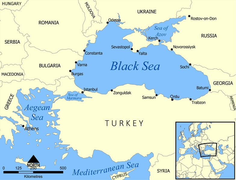 Surrounding countries are Turkey, Georgia, Russia, Ukraine, Romania, and Bulgaria.