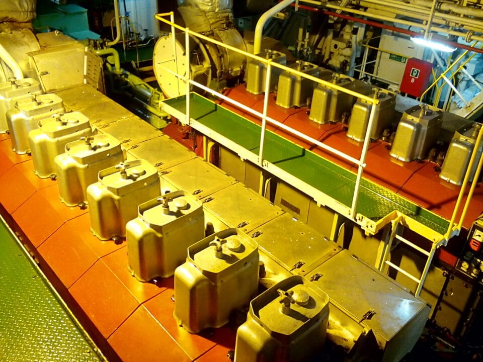 The Auxilliary Engine inside the Engine Room.
