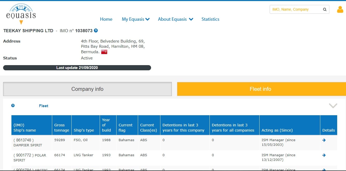 Equasis fleet search info available on their website.