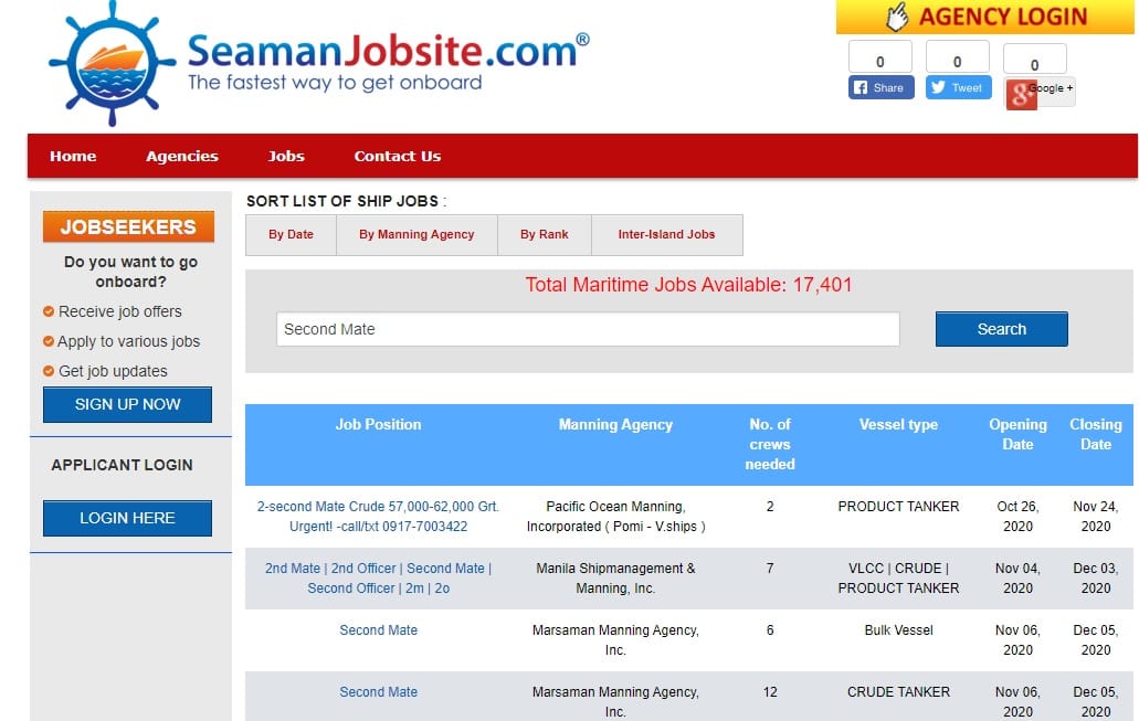 Seaman Jobsite homepge
