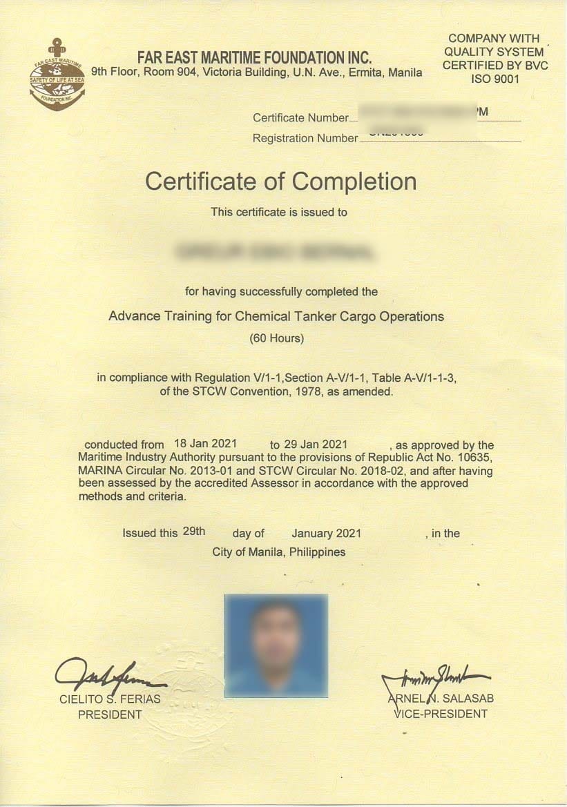 ATCTCO Certificate after my blended learning course
