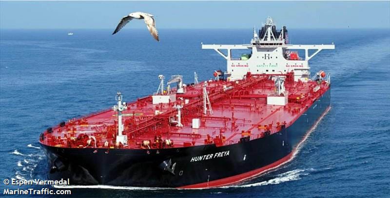 Hunter Freya - a Very Large Crude Carrier (VLCC) cruising in the blue ocean.