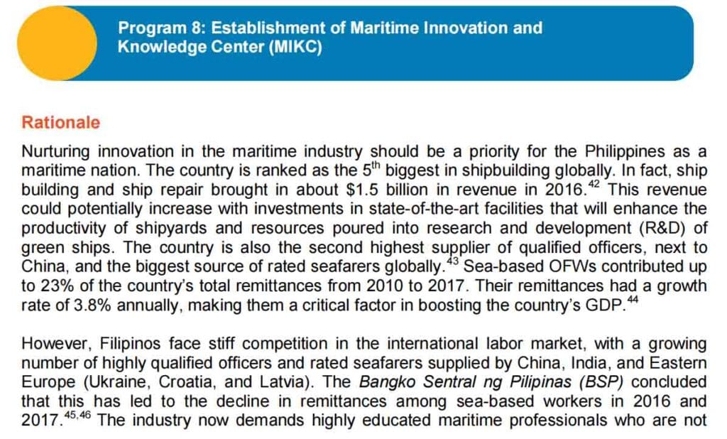 Program 8 of MARINA's 10-year Development Plan.