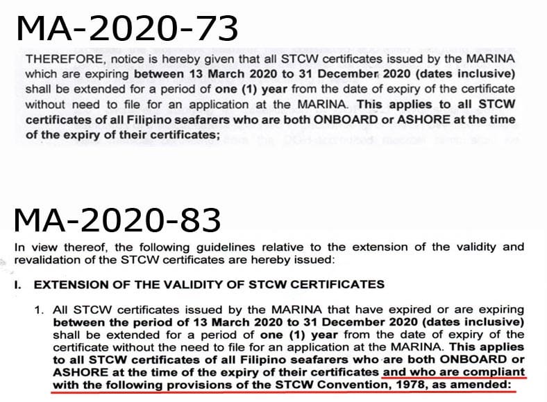 Comparison between MA-2020-73 and MA-2020-83.