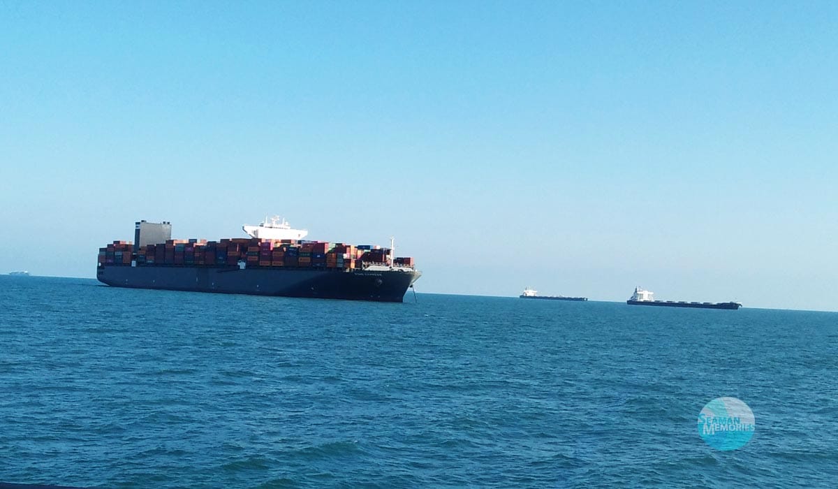 Vessels anchoring at the waiting area in the Mediterranean side before passing Suez Canal during the container ship Ever Given blockade.