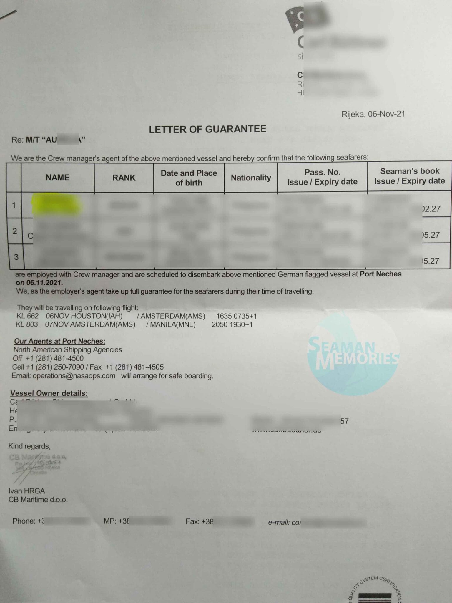 Letter of Guarantee.