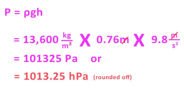 Solution for finding the normal atmospheric pressure at sea level
