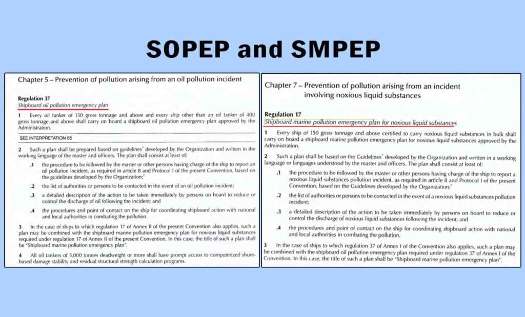 Marpol Chapter 5 - Prevention of pollution arising from an oil pollution incident and Marpol Chapter 7 - Prevention of pollution arising from an incident involving noxious liquid substances.