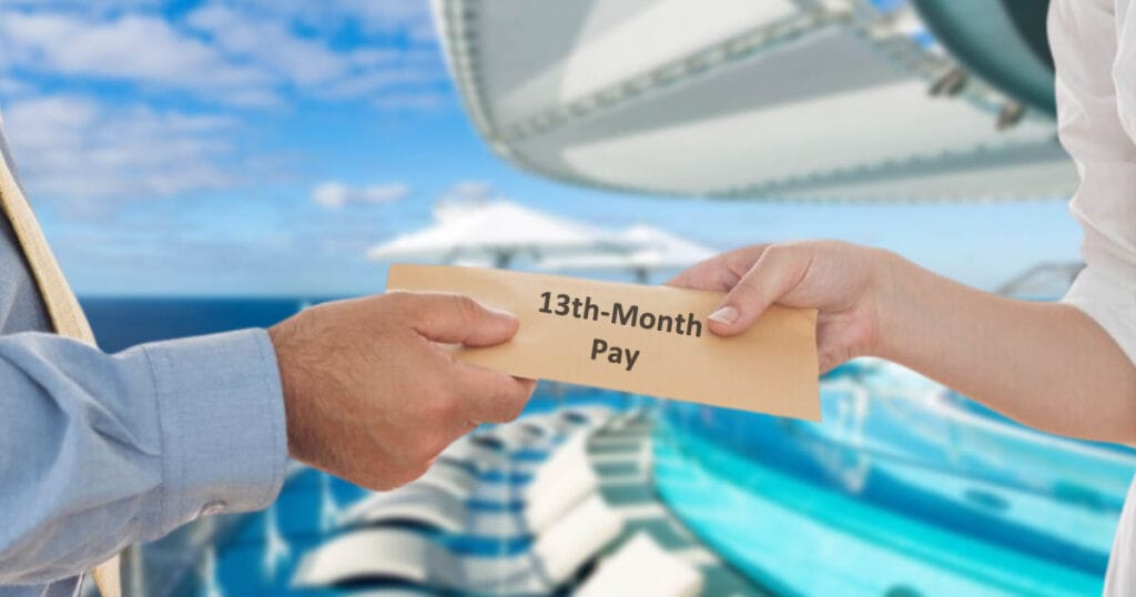 Handling an envelope with a mark 13th-month pay.