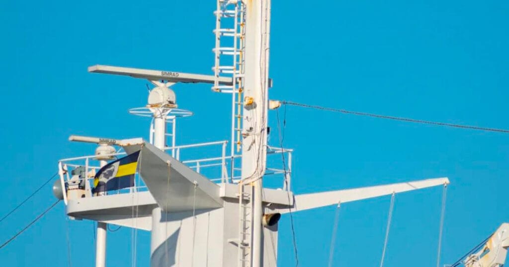 Two marine radar scanners atop of the monkey island.