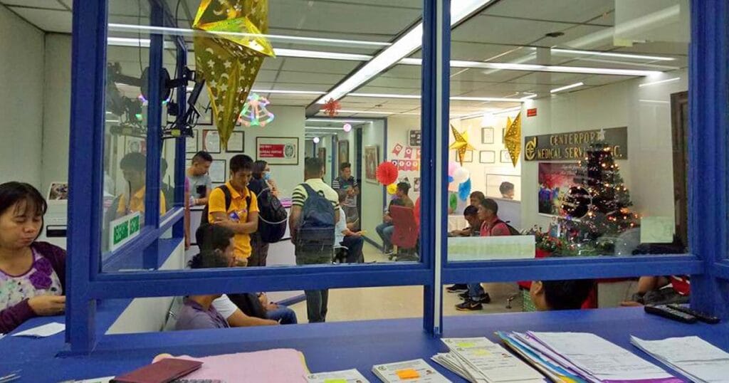 Seafarer patients sitting with some standing as seen from the registrar of Centerpoint Medical Services, Inc.