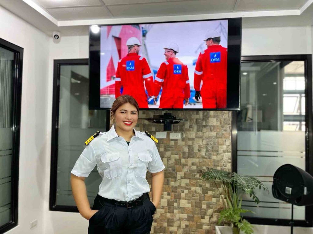 Chief Engineer Nina Sue da Silva working inside the office.